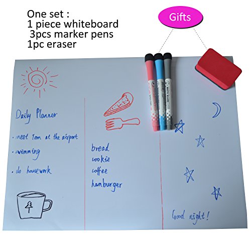 Seatrend Magnetic WhiteBoard Ideal for Study Planning, Exams, Chores or Dieting - Fridge White Board Task Plan Includes s3 Marker pens and 1 Eraser