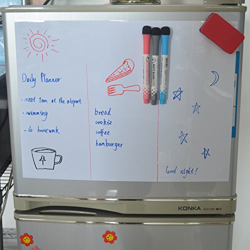 Seatrend Magnetic WhiteBoard Ideal for Study Planning, Exams, Chores or Dieting - Fridge White Board Task Plan Includes s3 Marker pens and 1 Eraser