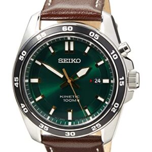 SEIKO Mens Analogue Kinetic Watch with Leather Strap SKA791P1