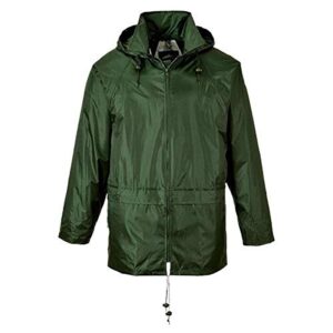 portwest us440 men's lightweight waterproof classic rain jacket olive green, xx-large