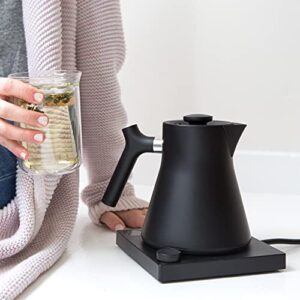 Fellow Corvo EKG Electric Tea Kettle - Electric Pour Over Coffee and Tea Pot - Quick Heating Electric Kettles for Boiling Water - Temperature Control and Built-In Brew Timer - Matte Black - 0.9 Liter