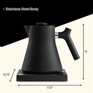 Fellow Corvo EKG Electric Tea Kettle - Electric Pour Over Coffee and Tea Pot - Quick Heating Electric Kettles for Boiling Water - Temperature Control and Built-In Brew Timer - Matte Black - 0.9 Liter