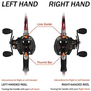 FISHDROPS Baitcasting Reels, 17+1BB Magnetic/Centrifugal Brake Systems Baitcaster Reel, High-Speed Gear Ratio 7.0 Ultra Smooth Low Profile Baitcast Fishing Reel