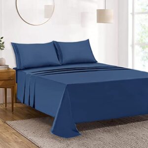 Mejoroom Full Size Sheets,1800TC Luxury Full Sheets with 16 Inch Deep Pocket,Premium Bedding Collection - Extra Soft Breathable Wrinkle Fade Stain Resistant Hypoallergenic - 4 Piece (Full, Navy)