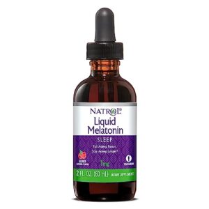 natrol liquid melatonin 1mg, berry-flavored dietary supplement for restful sleep, 2 fl oz, 15 servings