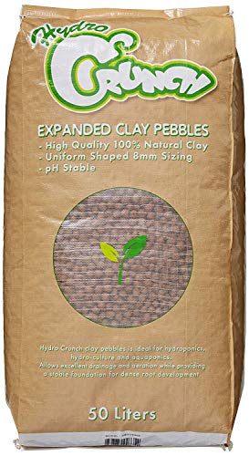 Hydro Crunch DBAUS888 Expanded Clay Growing Media Hydroponic 50 Liter 8 mm Aggregate Pebbles Pellets, Brown