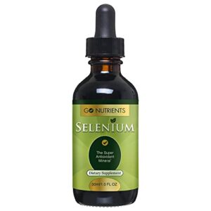 go nutrients selenium 200 mcg supplement, yeast-free liquid drops, selenium drops, herbal supplements with trace mineral selenium and purified water, selenium liquid - 1.0 oz bottle