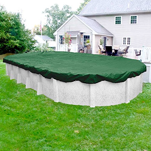 Pool Mate 501224-4-PM Professional-Grade Rip-Shield Winter Oval Above-Ground Cover, 12 x 24-ft. Pool, Meadow Green