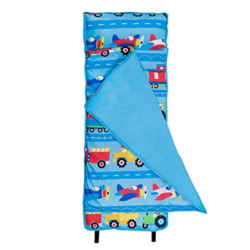 Wildkin Microfiber Nap Mat with Reusable Pillow for Boys and Girls, Perfect for Daycare and Preschool Toddler Sleeping Mat, Soft Cotton Blend Materials Nap Mat for Kids (Trains, Planes, and Trucks)