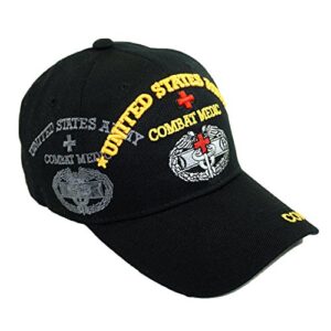 u.s. military official licensed embroidery hat army navy veteran baseball cap (united states army combat medic-black)