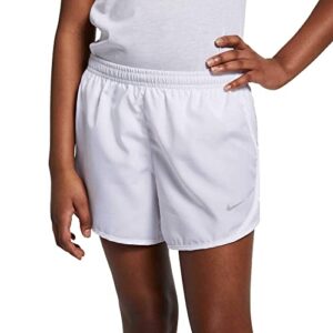 Nike Girl's Dry Tempo Running Short (Little Kids/Big Kids) White/White/White/Wolf Grey SM (7-8 Big Kid)