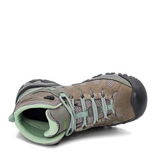 KEEN Women's Targhee Vent Mid Height Breathable Hiking Boots, Fumo/Quiet Green, 9 Medium