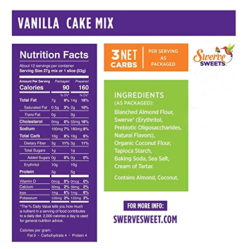 Swerve Sweets, Vanilla Cake Mix, 11.4 Oz