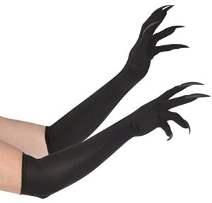black cat woman long gloves with claws - one size (1 pair) fun & functional accessory, ideal for cosplay & themed parties