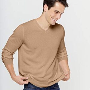 State Cashmere Essential V-Neck Sweater - Long Sleeve Pullover for Men Made with 100% Pure Cashmere Sourced from Inner Mongolia Goats - Soft, Lightweight & Versatile - (Camel, Large)