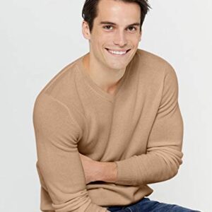 State Cashmere Essential V-Neck Sweater - Long Sleeve Pullover for Men Made with 100% Pure Cashmere Sourced from Inner Mongolia Goats - Soft, Lightweight & Versatile - (Camel, Large)