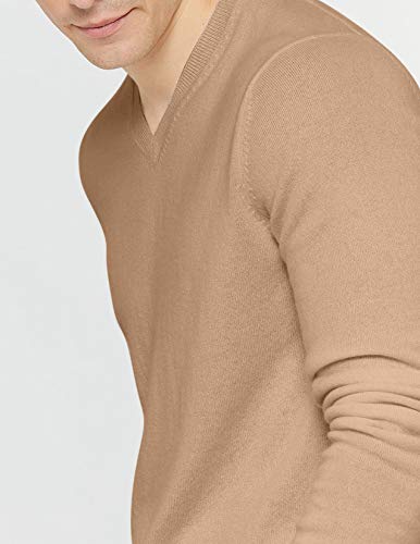 State Cashmere Essential V-Neck Sweater - Long Sleeve Pullover for Men Made with 100% Pure Cashmere Sourced from Inner Mongolia Goats - Soft, Lightweight & Versatile - (Camel, Large)