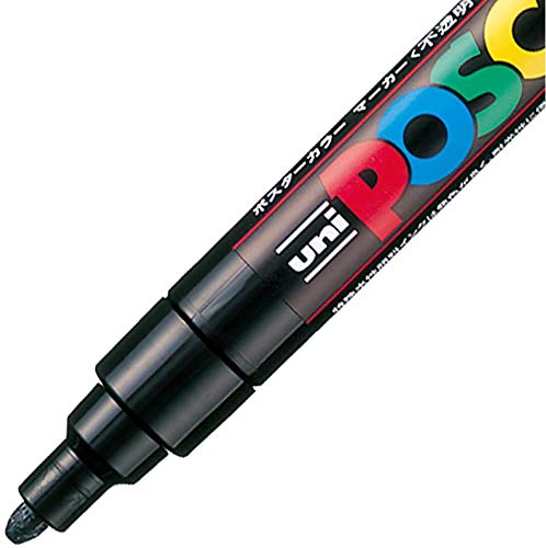 Uni POSCA Paint Marker Pen - Medium Point - Non Alcohol - Odorless Water Resistant Pen Maker - Set of 15 (PC-5M15C) with Original Vinyl Pen case