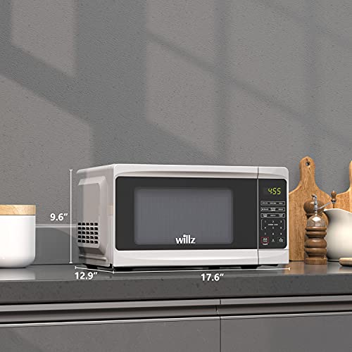 Willz Countertop Small Microwave Oven, 6 Preset Cooking Programs Interior Light LED Display 0.7 Cu.Ft 700W White WLCMD207WE-07