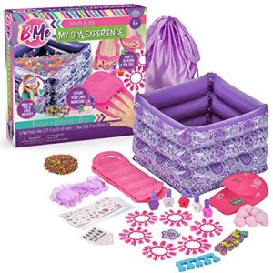b me kids spa kit for girls - spa day party supplies kit w/press on nails, kids nail polish & more - kids manicure pedicure gift set for sleepover - spa birthday party supplies for girls age 6-12