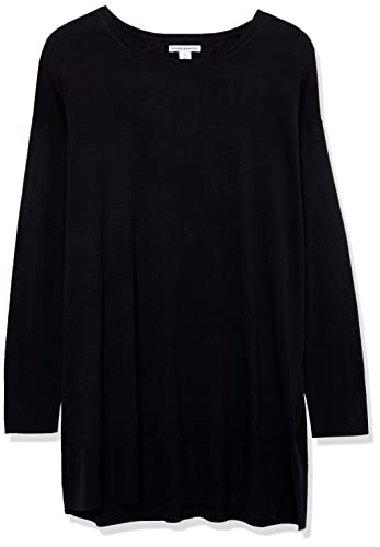 Amazon Essentials Women's Lightweight Long-Sleeve Crew Neck Tunic Sweater (Available in Plus Size), Black, Large