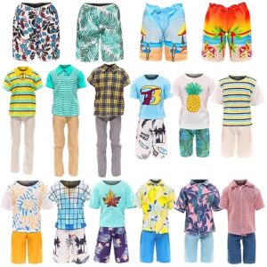 Miunana Lot 12 Items Doll Clothes for Boy Doll Include Random 4 pcs Casual Wear + 5 Pcs Dolls Pants +3 Shoes