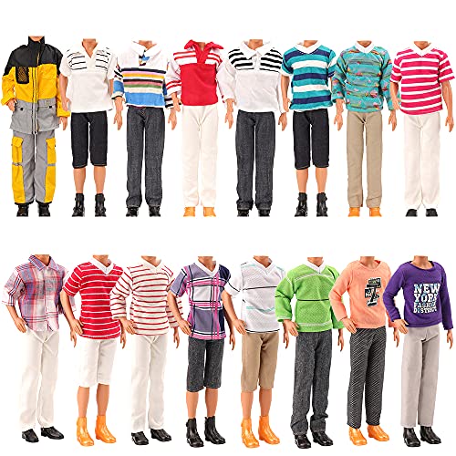 Miunana Lot 12 Items Doll Clothes for Boy Doll Include Random 4 pcs Casual Wear + 5 Pcs Dolls Pants +3 Shoes