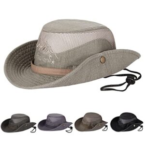 Obling Sun Hat, Fishing Hat UPF 50 Wide Brim Bucket Hat Safari Boonie Hat Khaki