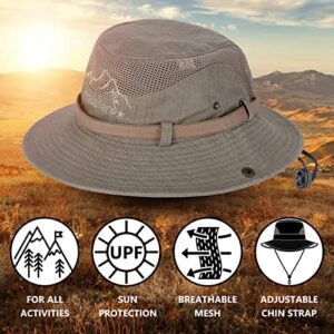 Obling Sun Hat, Fishing Hat UPF 50 Wide Brim Bucket Hat Safari Boonie Hat Khaki