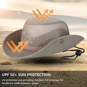 Obling Sun Hat, Fishing Hat UPF 50 Wide Brim Bucket Hat Safari Boonie Hat Khaki