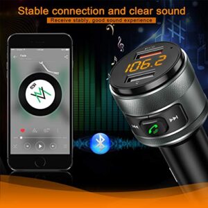 IMDEN Bluetooth 5.0 FM Transmitter for Car, 3.0 Wireless Bluetooth FM Radio Adapter Music Player FM Transmitter/Car Kit with Hands-Free Calling and 2 USB Ports Charger Support USB Drive