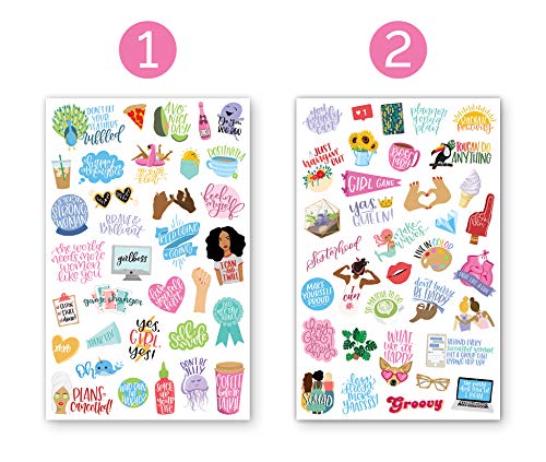 bloom daily planners Female Empowerment Planner Stickers - Variety Pack - 6 Sheets / 205 Girl Power Themed Stickers