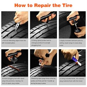 AUTOWN Tire Repair Kit - 68pcs Heavy Duty Tire Plug Kit, Universal Tire Repair Tools to Fix Punctures and Plug Flats Patch Kit for car Motorcycle, Truck, ARB，ATV, Tractor, RV, SUV, Trailer