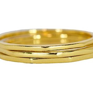 Pura Vida Gold Plated Delicate Stacked Rings - Brass Base .925 Sterling Silver - Size 8