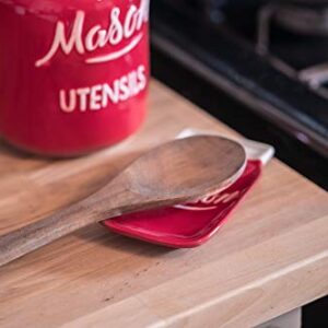 Mason Jar Kitchenware 17-Piece Set - Vintage Kitchen Accessories - Measuring Cups & Spoons, Spoon Rest, Salt & Pepper Shakers, Sponge Holder, Cookie Jar, Utensil Crock - Mother's Day Gift - Red