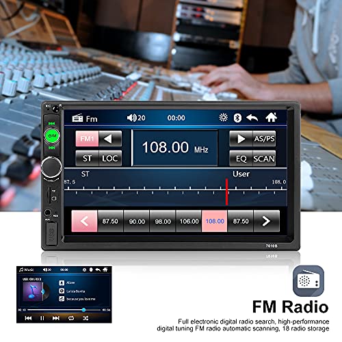 7 Inch Car Stereo Double Din Car Radio with Bluetooth Touchscreen Car Audio with FM/Hands Free Calling/Mirror Link/USB/TF/FM/AUX/EQ/Rear View Camera/Remote Control + Frame