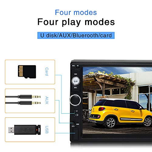 7 Inch Car Stereo Double Din Car Radio with Bluetooth Touchscreen Car Audio with FM/Hands Free Calling/Mirror Link/USB/TF/FM/AUX/EQ/Rear View Camera/Remote Control + Frame