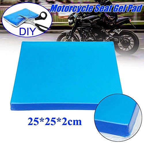 LisylineAuto Motorcycle Seat Gel Pad Shock Absorption Mats Reduce Fatigue Comfortable Soft Cooling Fabric Cushion Blue Cool DIY Saddle (25 x 25 x 2cm)