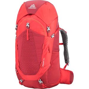 gregory mountain products wander 50 liter kid's overnight hiking backpack, fiery red, one size