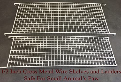 64" Extra Large Wrought Iron 4-Levels Ferret Chinchilla Sugar Glider Mice Rat Mouse Hamster Cage Tight 1/2-Inch Bar Spacing (White Vein)