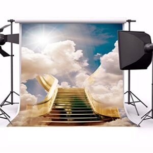 CSFOTO Polyester 5x5ft Heaven Backdrop in Loving Memory Backdrop Heaven Sent Theme Decorations Kingdom of God Stairs to Paradise Sunlight Church Events Background Heavenly Backdrops for Photoshoot