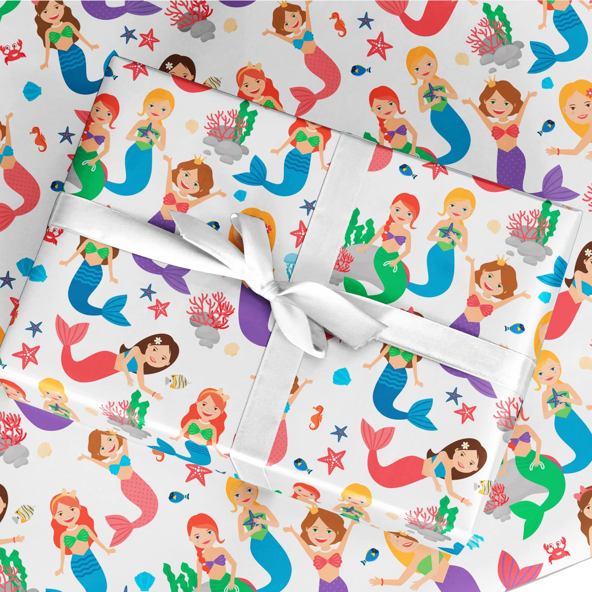 Gift Wrapping Paper 30" x 84" Sheet Vintage Style (Mermaid)