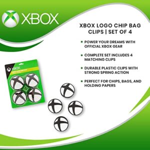 Xbox Logo Heavy Duty Chip Clips, Set of 4 | Plastic Bag Clamps For Snacks and Food Storage With Air Tight Seal Grip | Useful Home & Kitchen Decorations, Cute Video Game Gifts and Collectibles