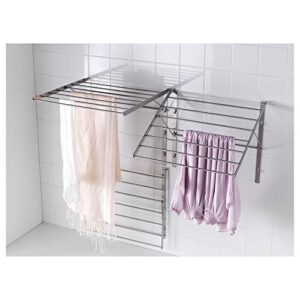 QQOUTLET Wall Mounted Clothes Drying Rack Stainless Steel Space Saving Folding Adjustable Collapsible (22Wx21Dx19H)