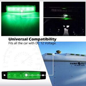 Meerkatt (Pack of 20 3.8 Inch Green 6 LED Mini Side Marker Light Tail Rear Fender Front Lamp Trucks Trailers Boat Pickup 12v DC Model TK12