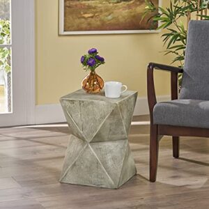 Christopher Knight Home Lux Outdoor Weight Concrete Side Table, Light Gray