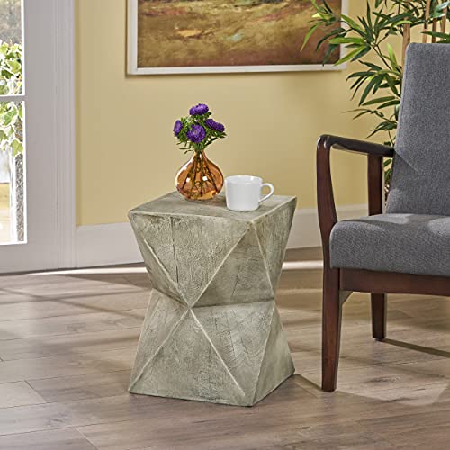 Christopher Knight Home Lux Outdoor Weight Concrete Side Table, Light Gray