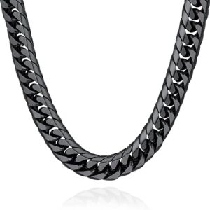 u7 men black choker chain 18 inch hip hop style 12mm wide chunky franco curb chain necklace