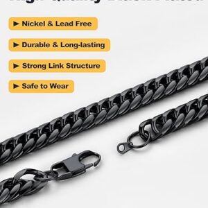 U7 Men Black Choker Chain 18 Inch Hip Hop Style 12MM Wide Chunky Franco Curb Chain Necklace