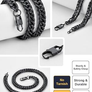 U7 Men Black Choker Chain 18 Inch Hip Hop Style 12MM Wide Chunky Franco Curb Chain Necklace